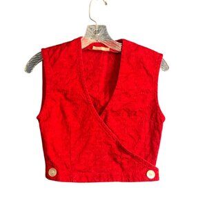 Vintage Red Embroidered Vest Top Size XS